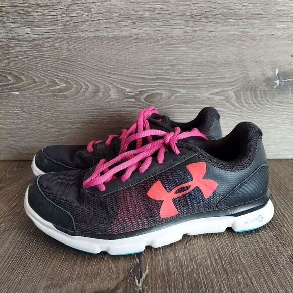 Under Armour Shoes Youth 4 Micro G Speed Swift Pink Black Mesh - Picture 4 of 11